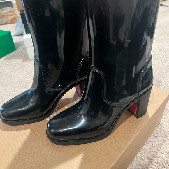 Christian Louboutin Black Heeled Boots Sleek Design - Picture 8 of 9